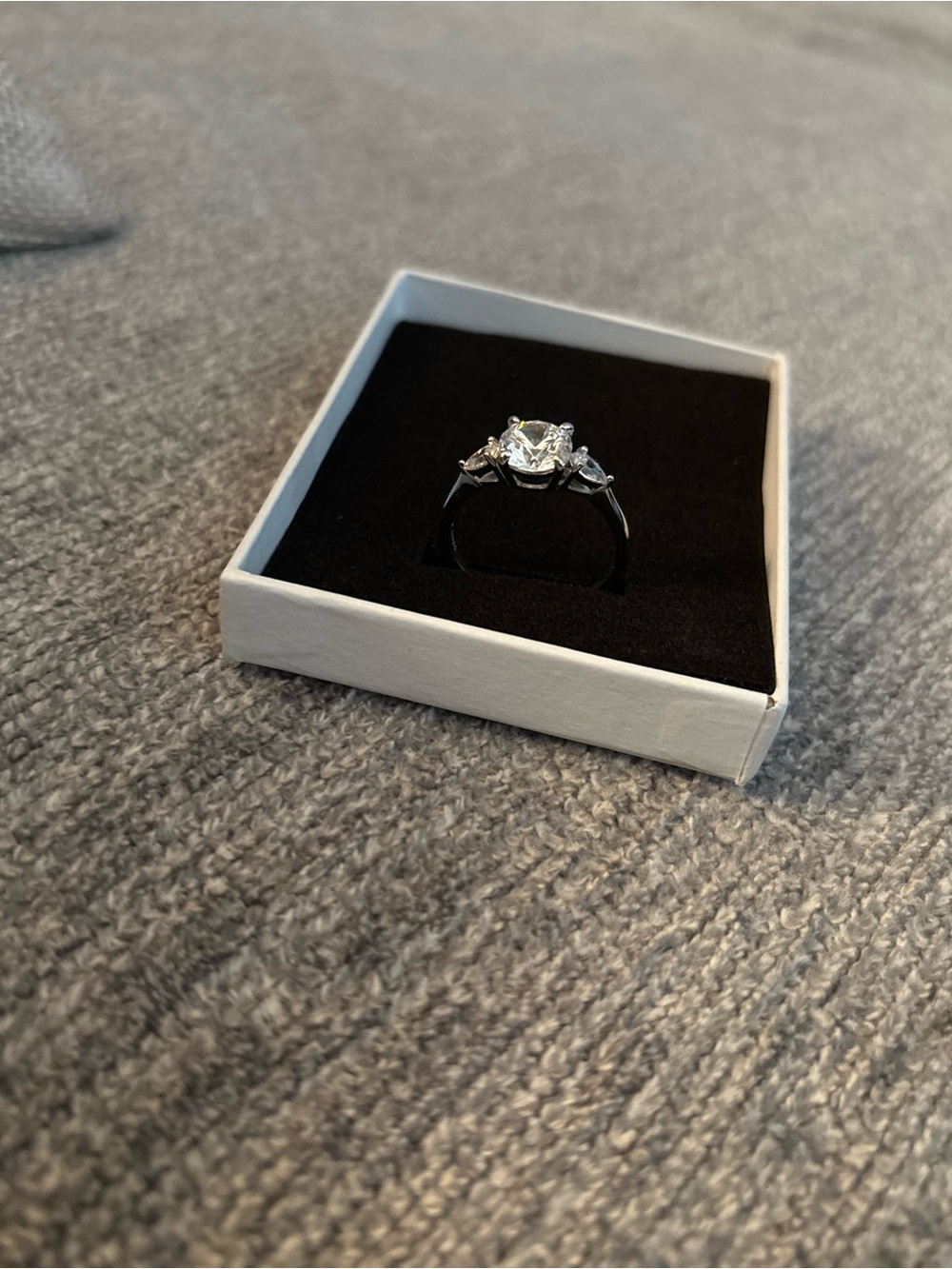 Cubic Zarconia Round 3 Stone Cut Ring in Sterling Silver-Tone